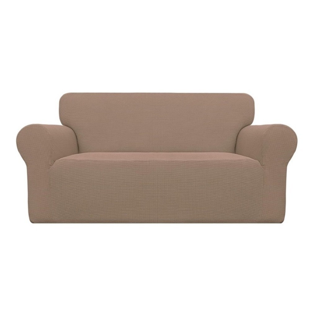Easy-Going Stretch Jacquard Loveseat Slipcover 1-Piece Camel Furniture Protector